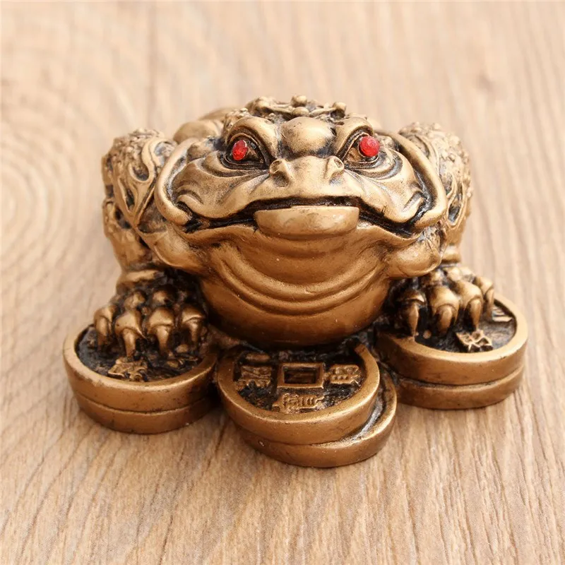 KiWarm удача фэн-шуй маленький трехногий деньги для фигурка лягушки на удачу китайская жаба монета металл ремесло Домашний декор бронза цвет красного дерева