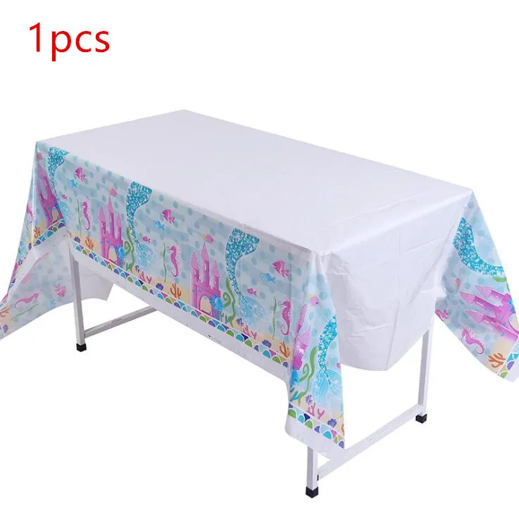 

1PCS Happy Baby Shower Little Mermaid Theme Tableware Set Girls Favors Tablecloth Decoration Napkins Birthday Party Cups Plates