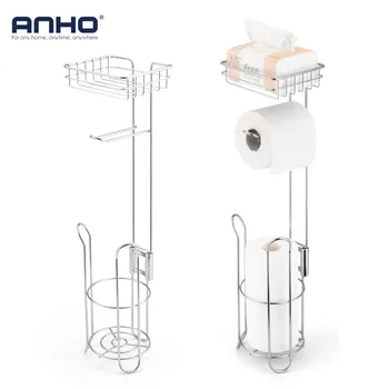 

Toilet Paper Holder Stand Stainless Steel Bathroom Paper Roll Home Multifunctional Storage Shelf for Cell Phone and Tissue