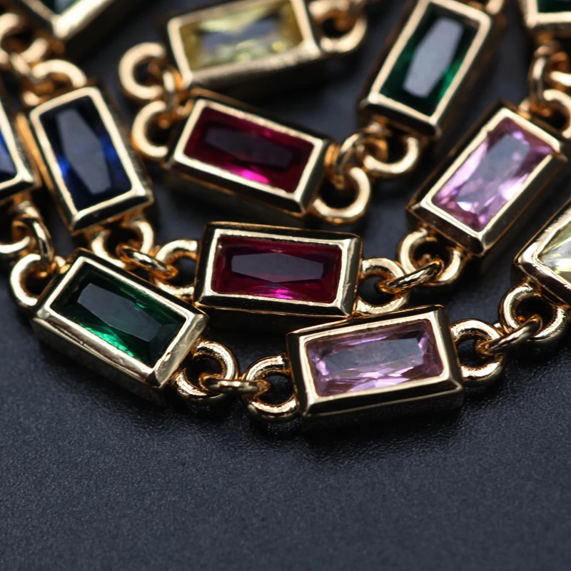 Маленькие прямоугольные цветные ожерелья-чокер с камнями из циркония для женщин геометрический золотистый богемные ожерелья-цепочки модное ювелирное изделие