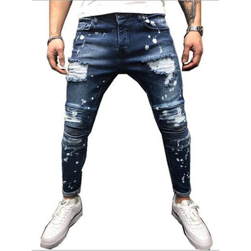 2019 джинсы для мужчин slim fit брюки девочек классические джинсы мужские джинсы дизайнер мотобрюки повседневное обтягивающая, эластичная
