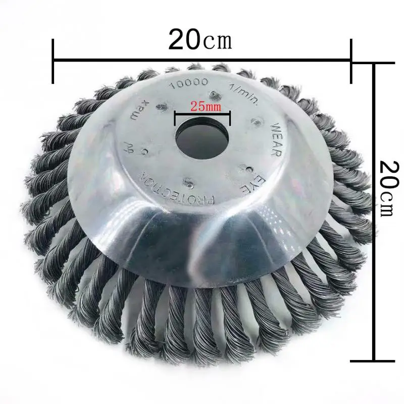 8 дюймов, щетка для сорняков, роторная, садовое колесо, затирка, витая чаша, тип стальной проволоки, триммер для газона, травы, запчасти, инструмент для прополки, аксессуары#20