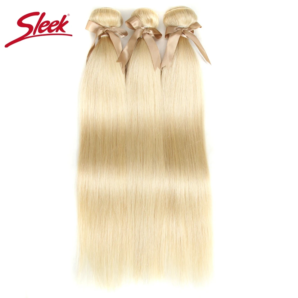Sleek 613 Мёд блондинка пучки прямые волосы бразильские волосы Weave Связки 100% прямые волосы Реми расширения от 10 до 26 дюймов