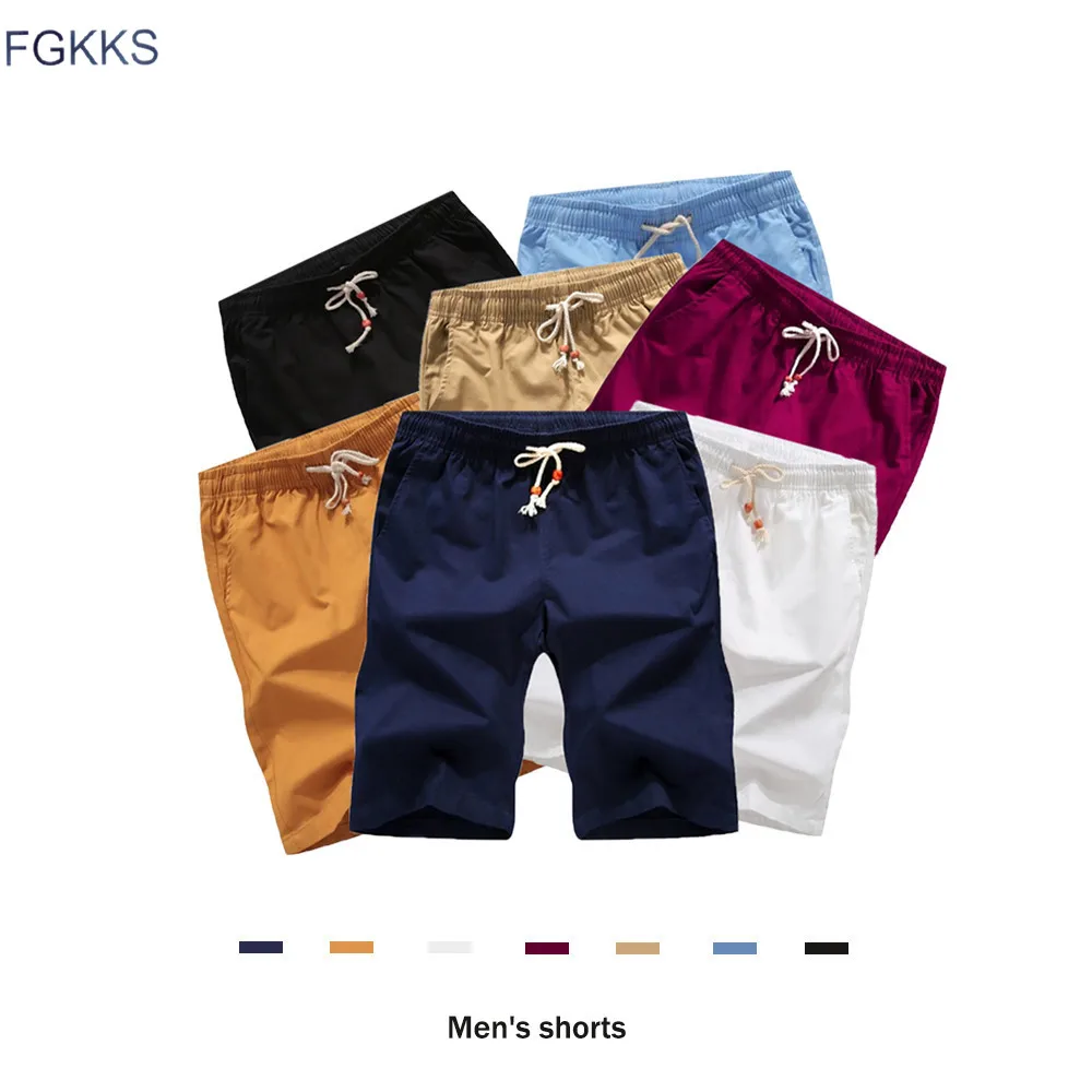 

FGKKS 2019 Men Summer Shorts Men's Fashion Brand Short Male Solid Color Breathable Fashion Casual Short Men