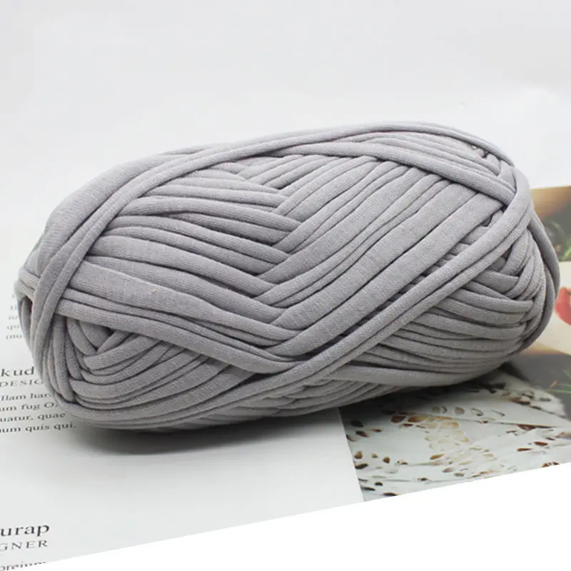 Cotton Cloth T-Shirt Yarns Polyester Handbag Yarn For Winter Bag Carpet Crocheting Grey Wine Approx 2Cmx100G - Цвет: 28