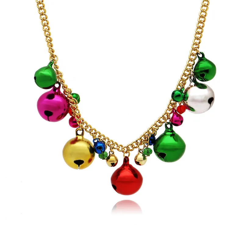 Fashion Multi Colored Bells Necklace For Women Jingle Bell Statement
