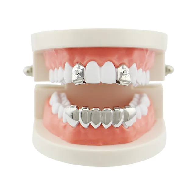 Fashion Gold Teeth Grills Hip hop Single Tooth Clips Top Bottom Grills