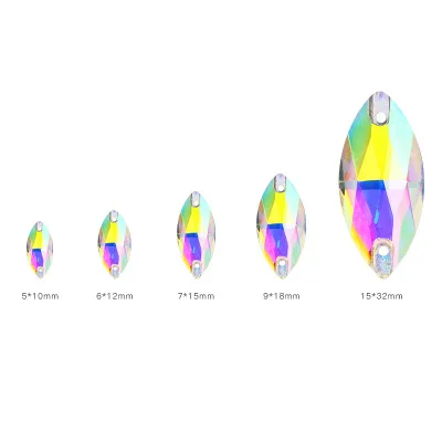 Белый/кристалл AB конский глаз Форма Стекло Кристалл пришить стразы с двумя отверстиями Diy свадебное платье аксессуары