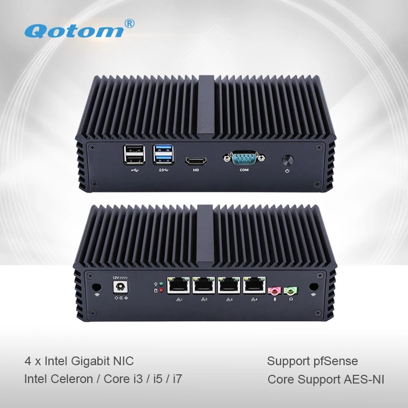 Мини ПК Qotom Q300G4 Celeron i3 i5 i7 с 4 гигабитными NIC и ядром поддержкой маршрутизатор