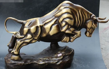 

wholesale factory 25" Chinese Feng Shui Folk Pure Bronze Oxen Ox Cattle Bullfight Animal Statue 25% off