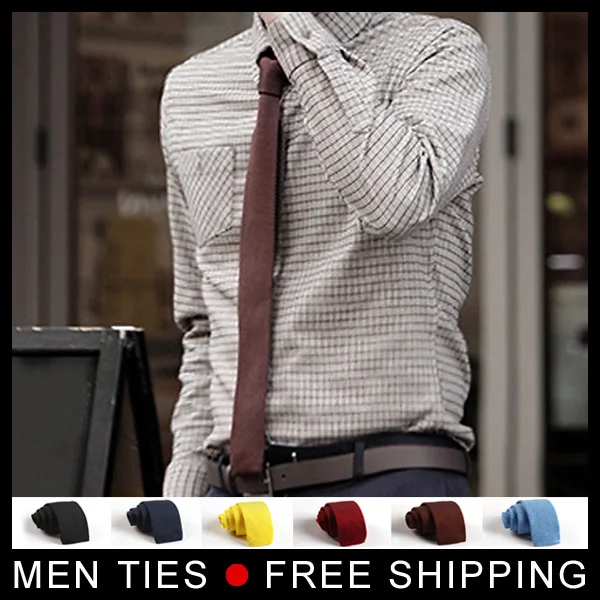 

Knitting Ties for Men New Fashion Flat Knit Tie Slim 5cm Mens Knitted Ties Narrow Solid male Necktie slim