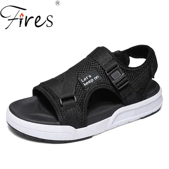 

Fires Men Summer Sandals Comfortable Light Flat Shoes Male Outdoor Casual Beach Shoes Buckle Nylon 45 46 Breathable Loafer Shoes