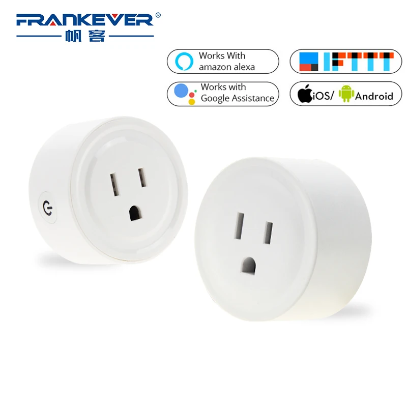 FrankEver Hot Sale US Mini Smart Socket 10A Wifi Plug Timing Switch Voice Control Work with Alexa Google Assistant