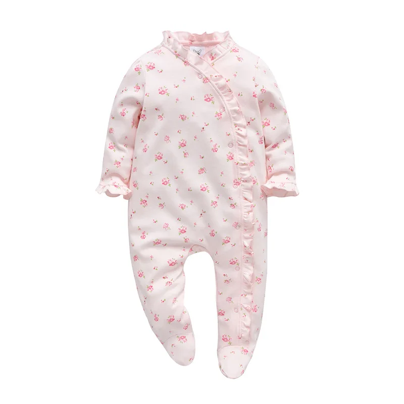 

Baby One-Piece Footies Button Front Baby Girl Cotton Footed Sleepwear Outfit for 0-12 Months