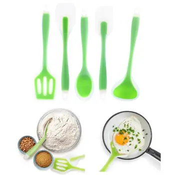 

5pcs Heat-Resistant Cooking Utensil Set with Premium Non-Stick Silicone Kitchen Cooking Tools Accessories The Goods For Kitchen