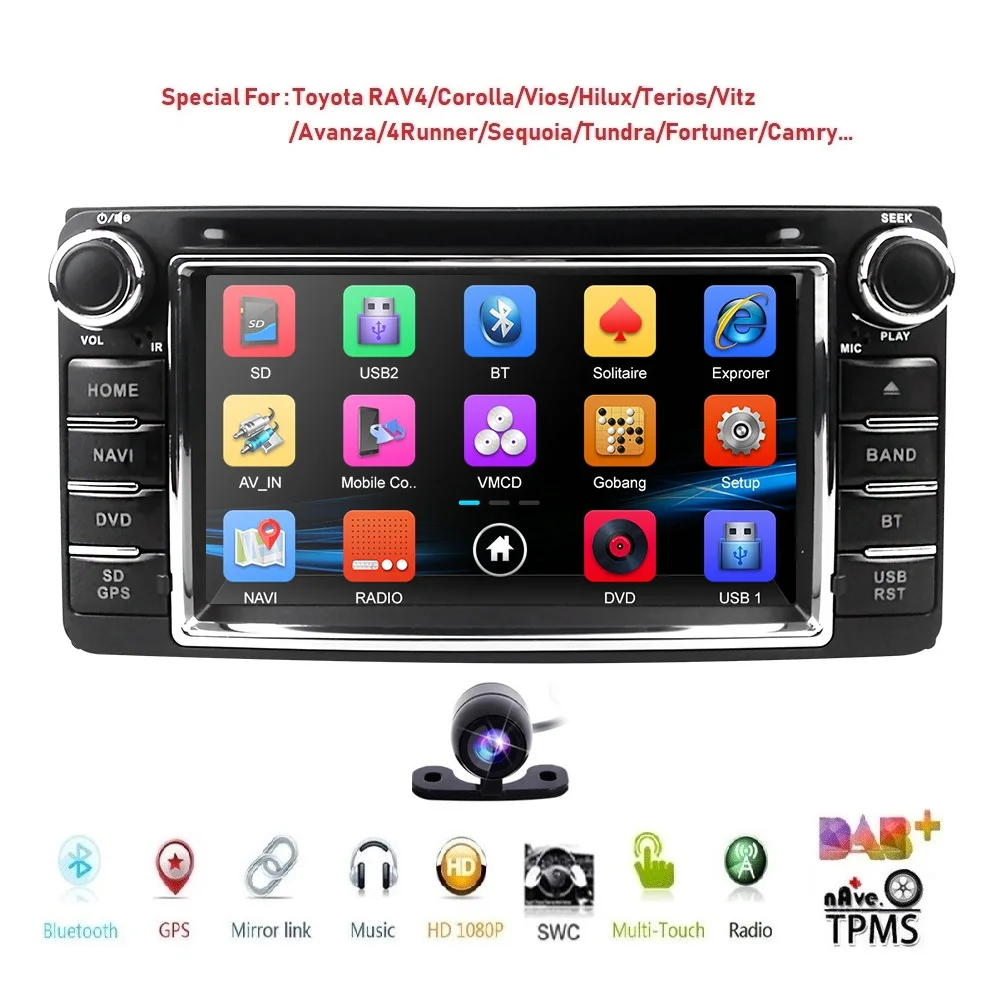 Автомобильный монитор, DVD-плеер для Toyota RAV4 COROLLA VIOS HILUX Terios Land Cruiser 100 PRADO 4RUNNER DVR Bluetooth задняя камера Автомобильный монитор, DVD-плеер для Toyota RAV4 COROLLA VIOS HILUX Terios Land Cruiser 100 PRADO 4RUNNER DVR Bluetooth задняя камера
