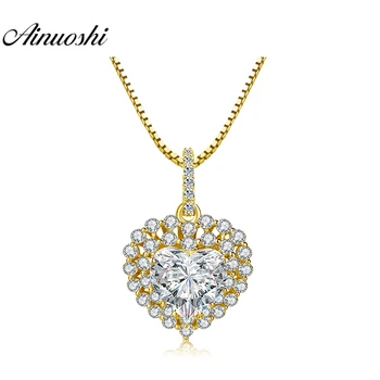 

AINUOSHI 14K Yellow Gold Heart Pendant 4 Carat Heart Cut Big SONA Diamond Pendant Luxurious Women Jewelry Gifts Separate Pendant