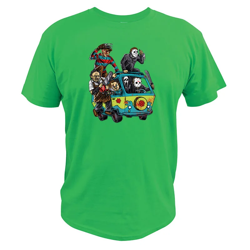 Футболка с принтом «ужас» Фредди Крюгера из фильма «Крик бензопилы», Мужская футболка из хлопка, американский размер, Мужская футболка - Цвет: Зеленый