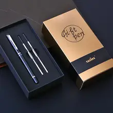 Лучшая 587 металлическая шариковая ручка высокого класса черного и золотого цвета 0,5 мм черные чернила деловые ручки для подписи с подарочной коробкой канцелярские принадлежности