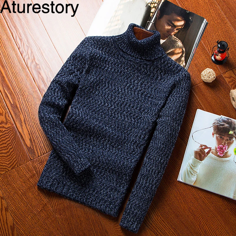 Aturestory Men's Knitwear Pullover Sweater Man Round Neck Long Sleeved ...