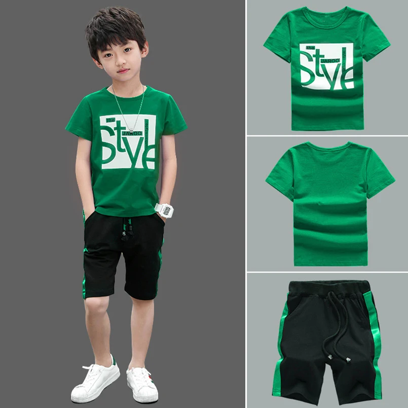 Летний комплект для мальчиков, футболка с короткими рукавами+ шорты брюки детские спортивные костюмы детские комплекты одежды для мальчиков