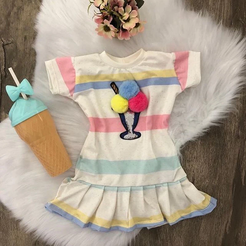 

Cute Children Kids Baby Girls Dresses Clothes Child Cartoon Summer Mini Short Dress Kids Enfant Garments Clothing