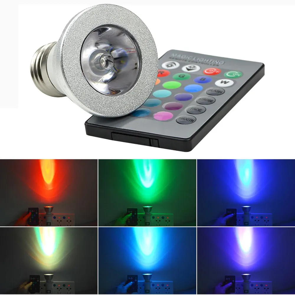 

CARPRIE LED light base E27 3W 16 Color LED RGB Magic spot Light Bulb Lamp With Wireless Remote Control Dropship 3.15