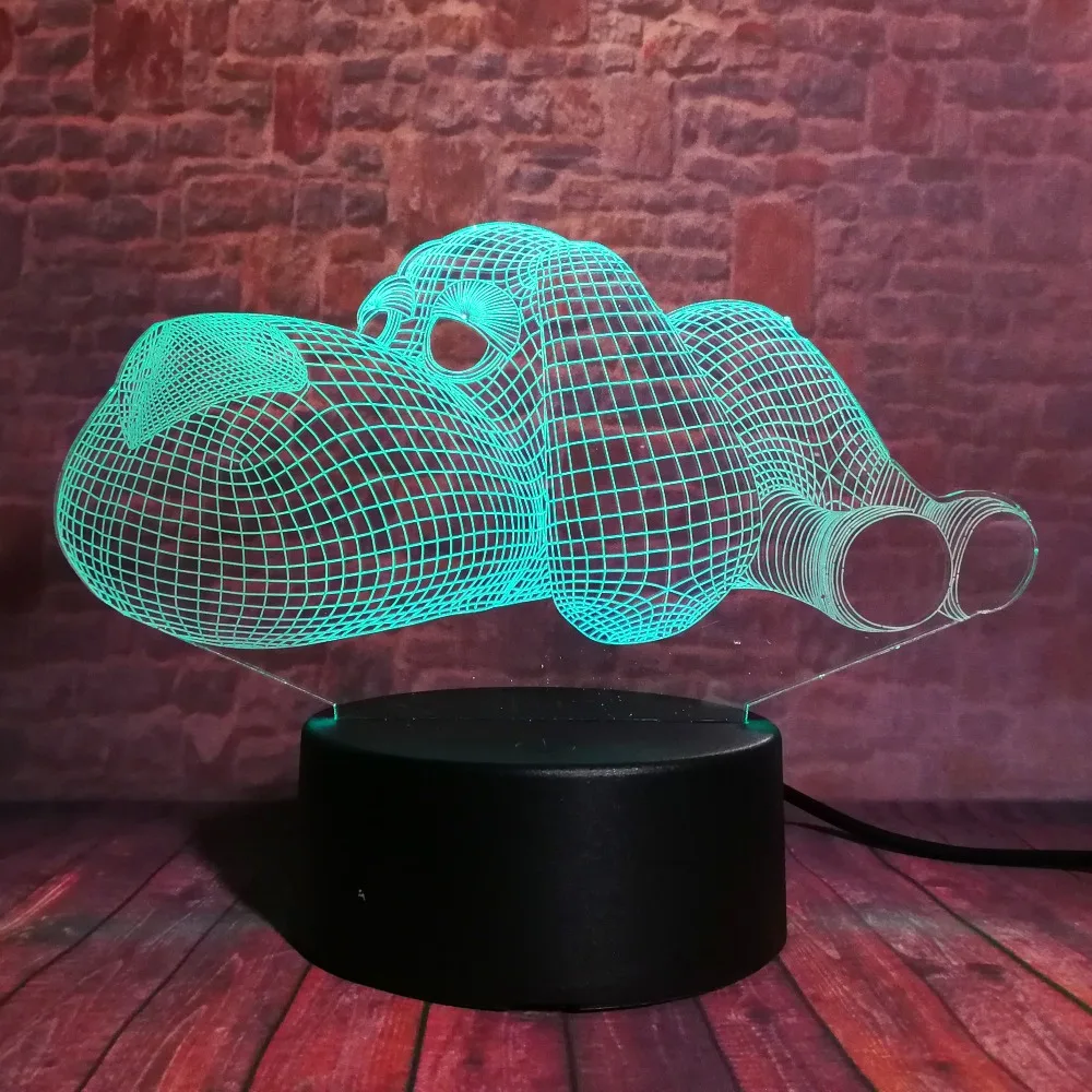 Милый мультфильм 3D ПАПА Собака Собачка Щенок 7 цветов мигающий светодиодный