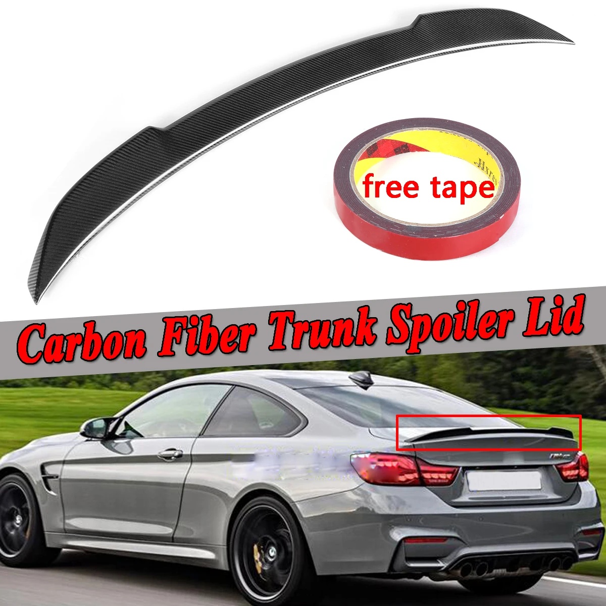 

Real Carbon Fiber Trunk Spoiler Lid Wing For BMW F82 M4 2 Door For Coupe Model Only 2015-2018 CS Style Rear Wing Spoiler Lip
