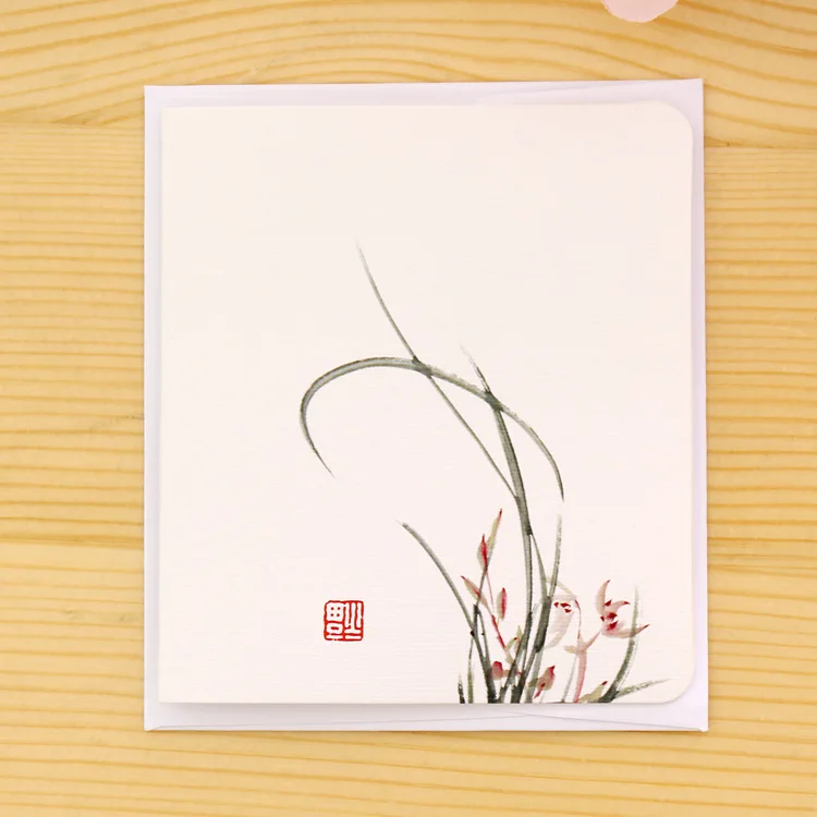Купите 1 получить 1! Всего 2 шт! Китайская Картина лотоса мини-открытка на день рождения Письмо Конверт Подарочная открытка с сообщением E0390