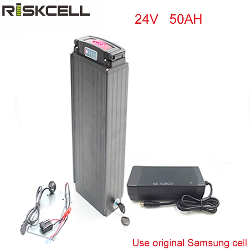 Rear rack electric bicycle battery 24v 50ah lithium ion for ebike with Power lights and Tail | Спорт и развлечения