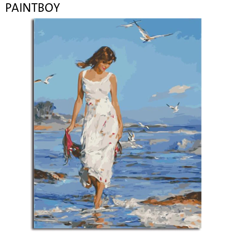 

PAINTBOY Framed Pictures DIY Painting By Numbers of Figure Painting Hand Painted Oil On Canvas Home Decor For Living Room