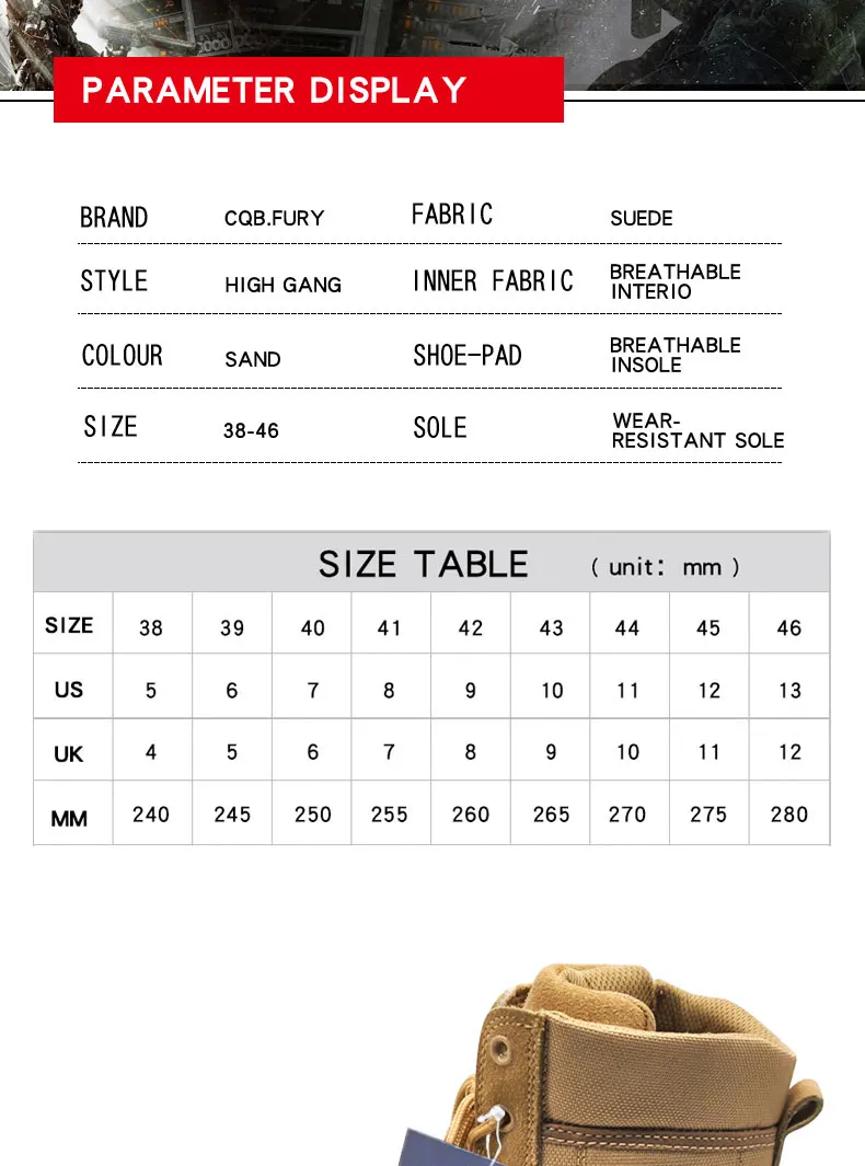 CQB. FURY/зимние тактические ботинки унисекс; армейские ботинки-дезерты из микрофибры; военные ботинки с боковой молнией; size39-46