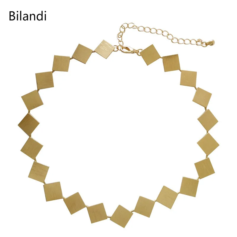 

Simple Geometry Square Metal Necklace Fashion Punk Feminine Jewelry