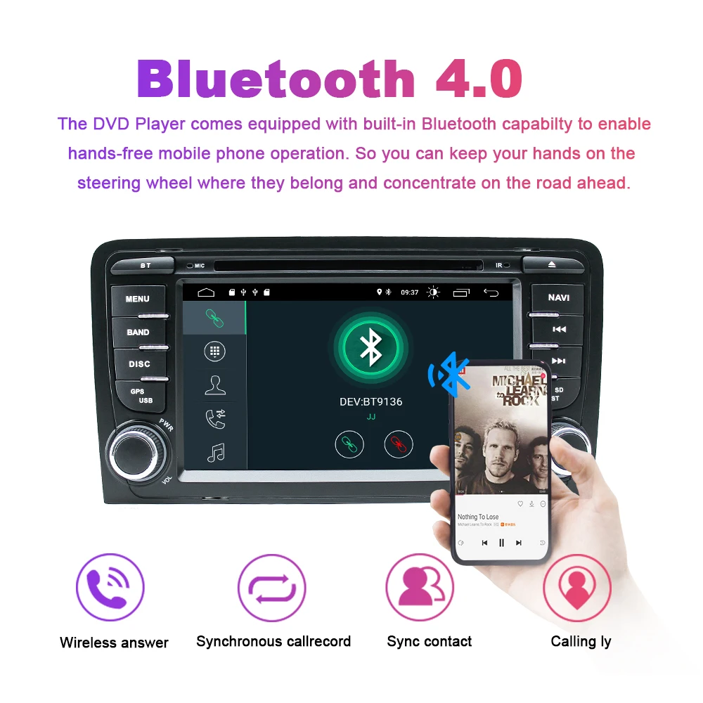 Top Car DVD Player 2din Android 9.0 Head unit For Audi A3 8P S3 RS3 Radio 2003 2004 2005 2006 2007 2008 2009 20102011 Multimedia GPS 5