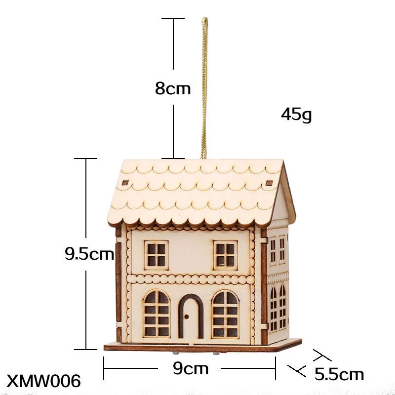 Креативный Подвесной деревянный дом, рождественские украшения для дома, светящиеся домики, подарок на стену, милые украшения для рождественской елки - Цвет: B