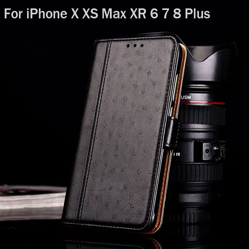 Чехол для iphone x xs max xr 6 7 8 6s plus роскошный страусиный кожаный чехол с подставкой