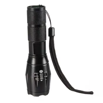 

skywolfeye LED Flashlight Rechargeable 8000 Lumens Torch T6 3.6-4.2V Aluminum Alloy Black Flashlight Torch