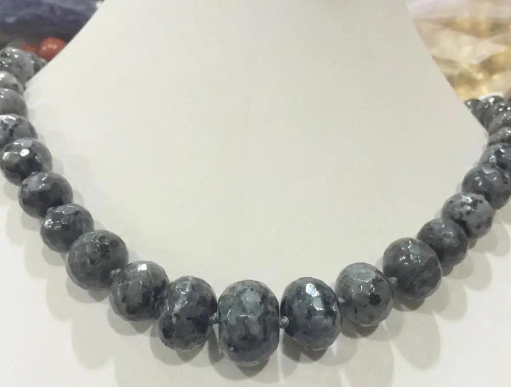 

Genuine Graduated Faceted 10-19mm 100% natural labradorite gem necklace 18"AAA2