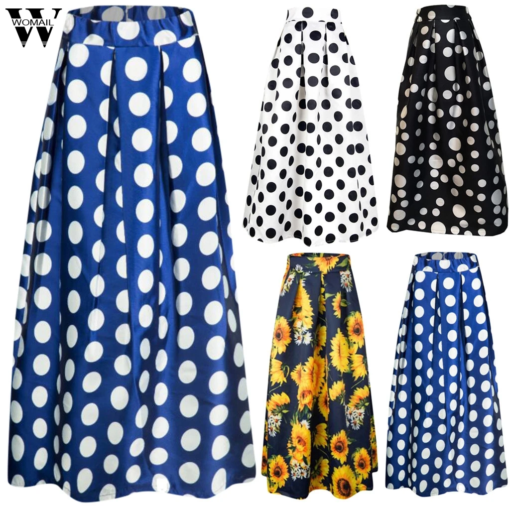 Womail Женская юбка летняя модная юбка с принтом в горошек плиссированные юбки с высокой талией вечерние юбки для женщин повседневные праздничные J610