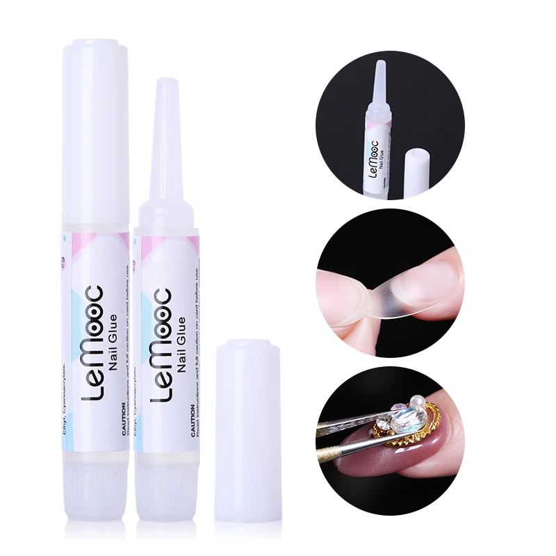 

LEMOOC 1/3/5/10 Pcs 2g Fast Drying Nail Adhesive Glue for Acrylic False Tips 3D Nail Art Decorations DIY Nail Care Tools