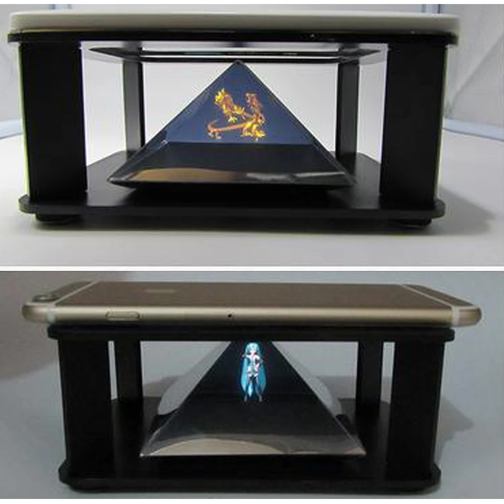 Универсальный 3D голографический дисплей стенд проектор ABS+ голографическая пленка голографический пирамидальный проектор для 3,5-6 дюймового мобильного телефона