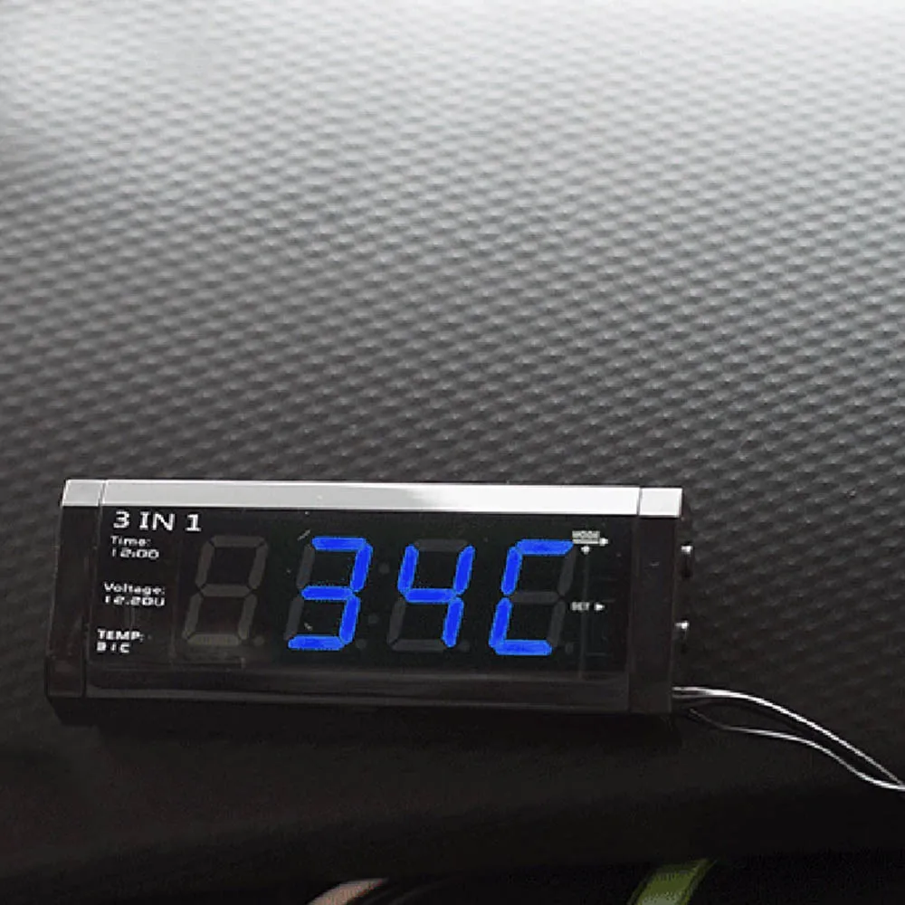 

Car Interior Ornament 3 in 1 Auto Car Electronic Clock Car Thermometer Vehicle Voltmeter Adornment Decoration