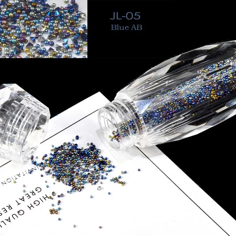 1 бутылка мини-икра бусины Кристалл крошечные стразы стекло микро-шарик для ногтей DIY Красочные 3D Блеск ногтей украшения - Цвет: JL 05