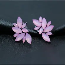 Фиолетовые, черные, красные серьги-гвоздики с кристаллами для женщин, классические ювелирные изделия, винтажные серьги-гвоздики с цветком, подарки для дворца