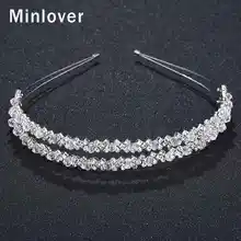 Minlover Классические хрустальные короны для женщин Стразы повязка для волос, диадема для невесты Свадебные аксессуары для волос ювелирные украшения обруч HG136