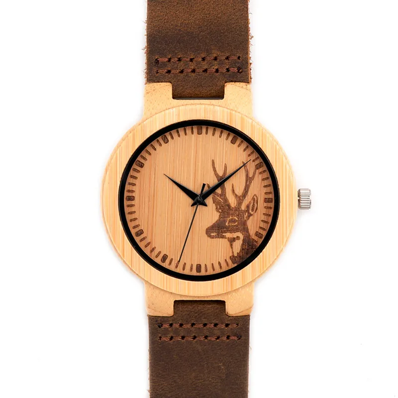Лидирующий бренд БОБО Птица кожаный ремешок Бамбука часы 100% ручной работы для мужчин наручные часы relogio masculino как подарки C-D14