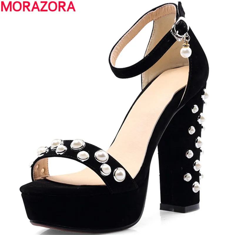 

MORAZORA new arrival Large size 34-46 hot sale thick high heels open toe party shoes woman popular ankle strap women sandals