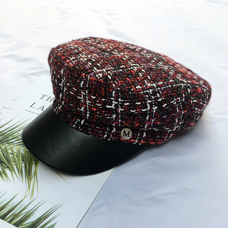 Новая Европейская и американская восьмиугольная шляпа с буквенным утяным язычком Женская осенне-зимняя Цветочная берет модная плоская кепка HC28