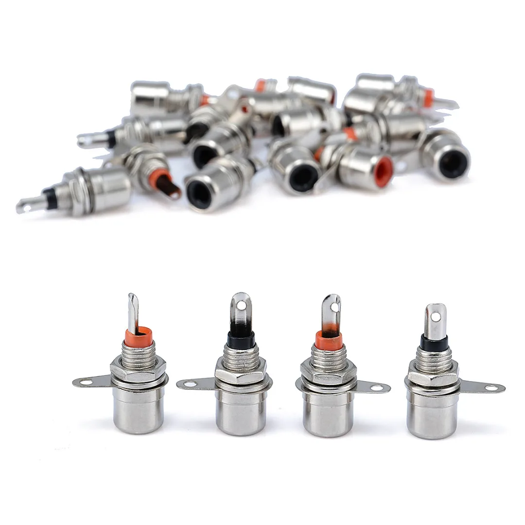 20pcs/set Black+Red RCA Phono Chassis Panel Mount Female Socket Metal Connector Adapter for Speaker DVD